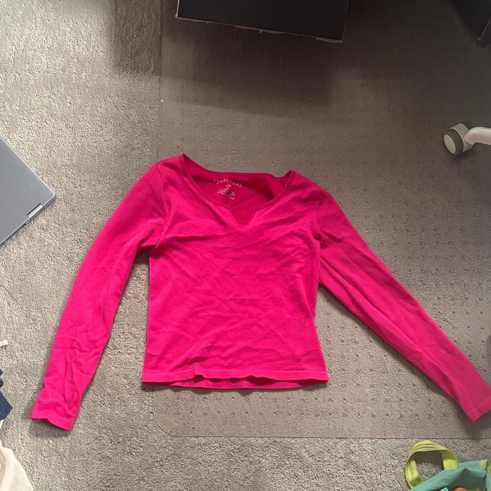 Eye Candy Fuchsia Long Sleeve Blouse